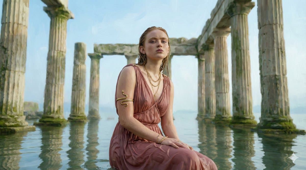 Generate a Cinematic Portrait of [SUBJECT_LIKENESS] in Flooded Ancient Ruins